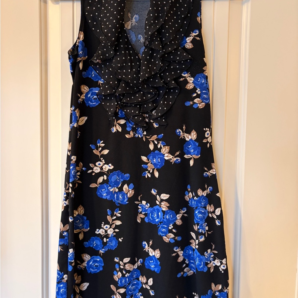 White House Black Market Black and Blue Floral Mini Dress